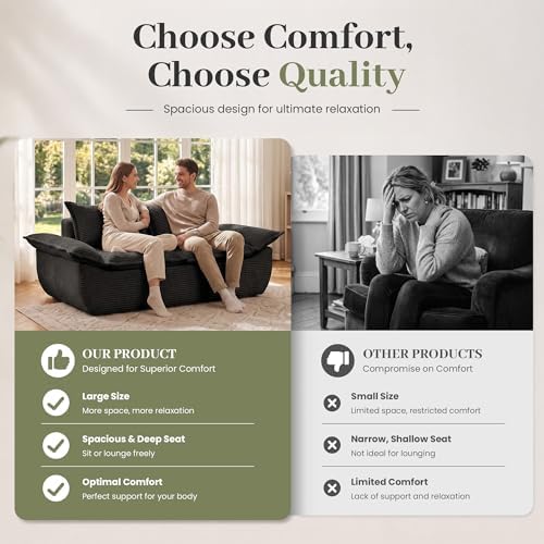 JUIKURY 55" Convertible Corduroy Sofa Bed, Boneless Foldable Loveseat Sleeper - Image 5