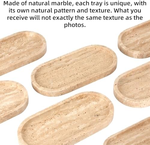 Natural Marble Tray Oval, Travertine - Image 4