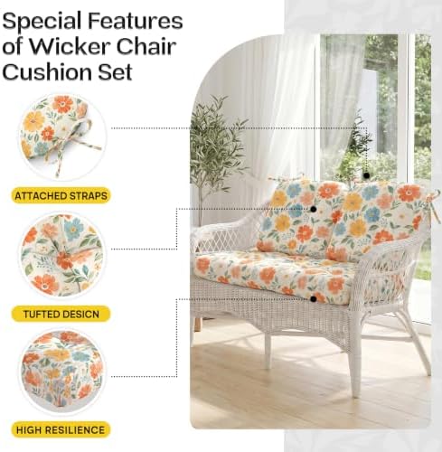 1 MIDDLE ONE Wicker Chair Cushions 3 Pieces Set - Image 4