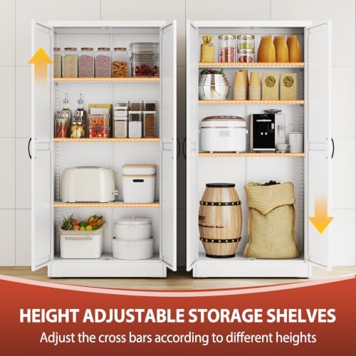 PAOFIN 63" White Metal Storage Pantry Cabinet - Image 4