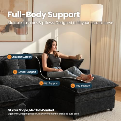 108'' U Shaped Cloud Couch, 3-Seater Sofa - Image 4