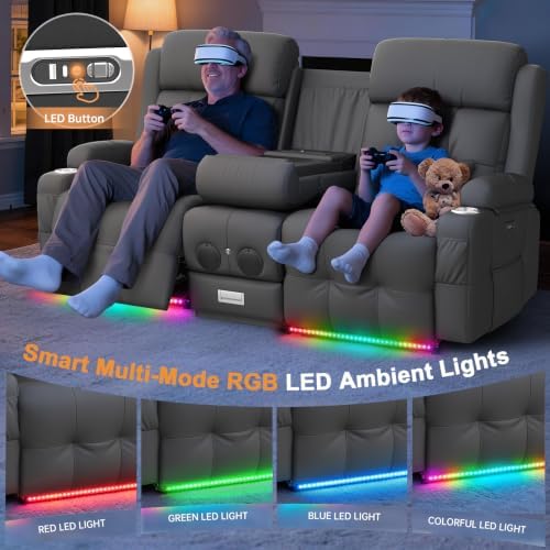 Home Theater Seating, Power Loveseat Recliner Sofa - Image 5
