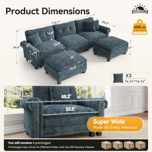 SUNSHINE VALLEY 116" Oversized Modular Sectional Couch U Shaped Living Room - Image 2