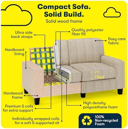 Serta Palisades 61" Track Arm Sofa, Easy Care Polyester, Soft Pillow Back - Image 5