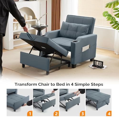 VINGLI Convertible Sleeper Chair Bed, Pull Out Sofa Couch - Image 6