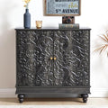 31" Accent Storage Cabinet, Floral Embossed 2 Door Sideboard by WelcometoFurnitureSalon