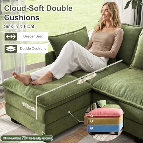 Hanherry 107" Cloud Couch Sectional Modular Sofa, Deep Seat Couches - Image 2