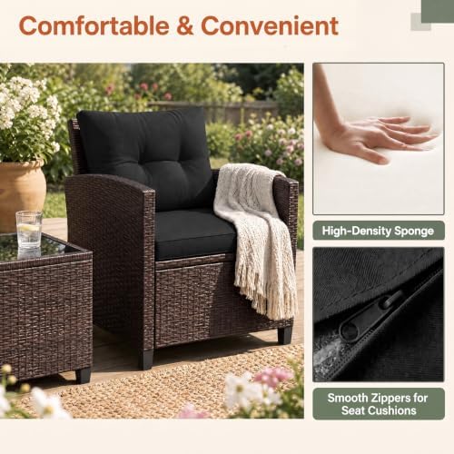 COSTWAY 3PCS Wicker Patio Furniture Set - Image 5