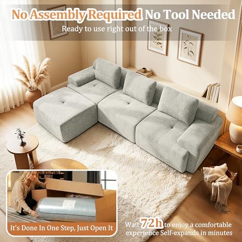 122" L Shaped Oversized Boneless Couch, Comfort Cloud Sectional Couches - Image 4