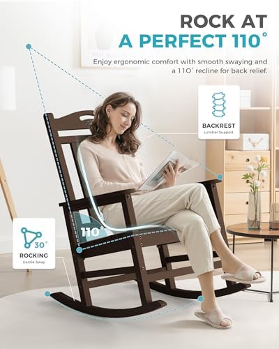 Ciokea Oversized Outdoor Rocking Chairs Set of 8, 380lbs Heavy-Duty Large Patio - Image 5