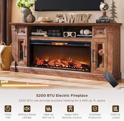 OKD 70" Farmhouse Fireplace TV Stand - Image 5