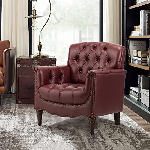 HULALA HOME Mid Century Modern Genuine Leather Accent Chairs - Image 6