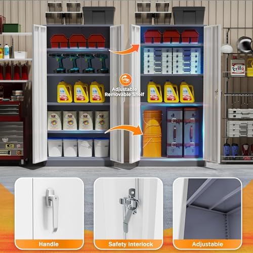INTERGREAT Metal Storage Cabinet Doors, Tall Lockable Steel Cabinets - Image 5