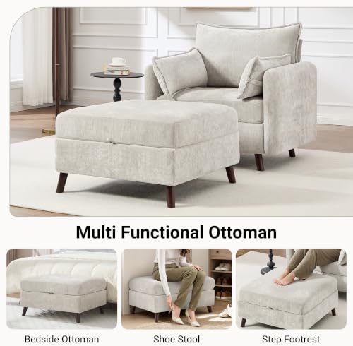 Oversized Accent Chair with Ottoman, All Seats Storage Reading Chair - Image 5