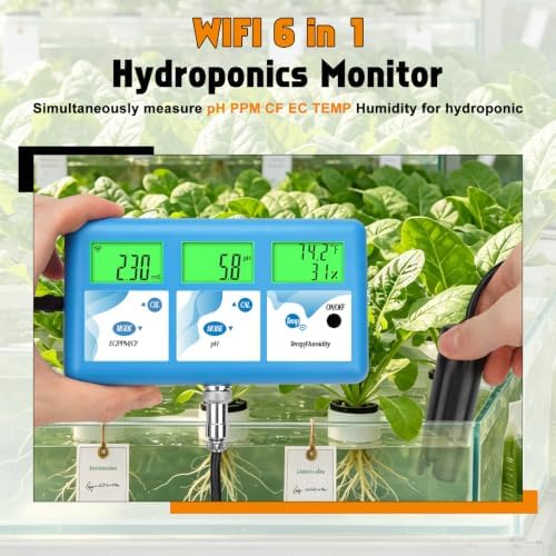 YINMIK pH EC Monitor for Water Hydroponics, WiFi pH ppm Tester for Nutrients - Image 2