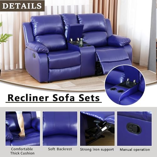 A Ainehome Living Room Furniture Set Leather Recliner Sofa Set Loveseat Chair - Image 3