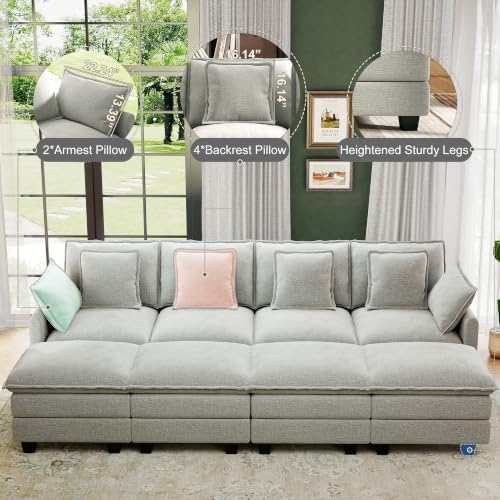 Hanherry 107" Cloud Couch Sectional Modular Sofa, Deep Seat Couches - Image 3