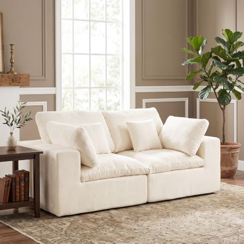 82" Oversized Loveseat Sofa, Deep Seat Boneless Sectional Couch, Modern Cloud by fanzutuz