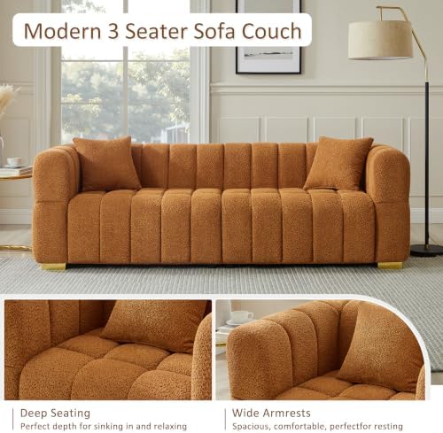 VANOMi 90.9" Boucle 3-Seater Deep Seat Sofa, Oversized Cloud Couch - Image 4