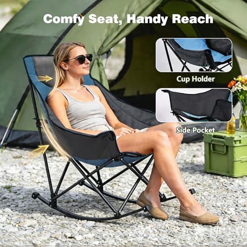 SUNNYFEEL Oversized Folding Rocking Camping Chair 2 Pack, 500lbs Blue - Image 4