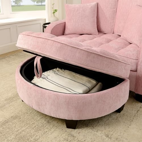 ERYE Chenille Tufted Loveseat Sofa and Ottoman Set - Image 6