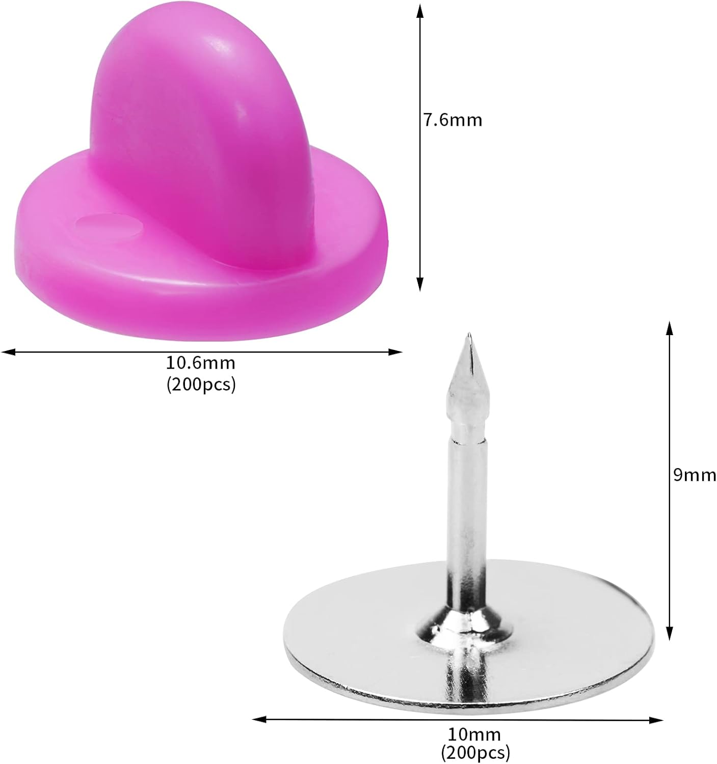 400pcs PVC Rubber Pin Backs Heliltd Butterfly Clutch Pins Tie Tacks Blank Pins for Uniform Badges Backing Holder Clasp Lapel Pin Enamel Pins(200 Sets)