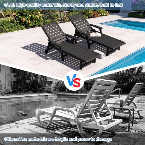 Outdoor Chaise Lounge Chairs, 5-Position Adjustable Backrest, Waterproof - Image 7