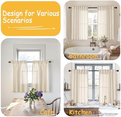 YoungsTex Oatmeal Linen Curtains 45 Inch Length - Image 2