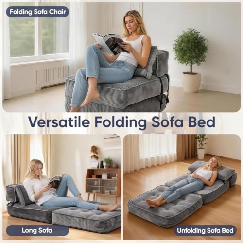2 in 1 Folding Sofa Bed, Convertible Single Sleeper Chair - Image 5