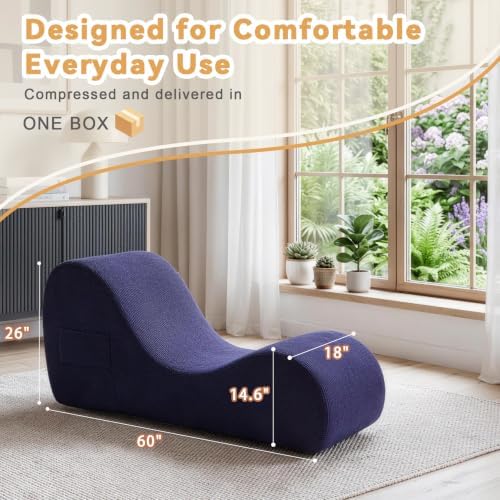 Yoga Lounge Chair for Adult, Modern Boneless Chaise Lounge Chair, Ergonomic - Image 2
