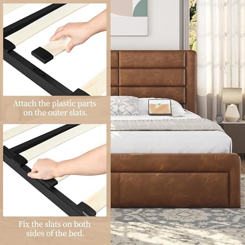 Yaheetech Queen Upholstered Bed Frame - Image 6