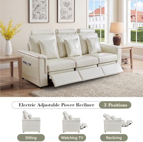 RARZOE Modular Sectional 3-Seater Recliner Sofa, Faux Leather - Image 4