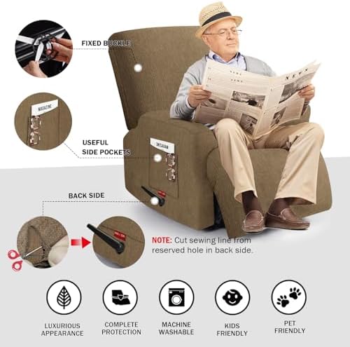 Oversized 3 Pieces Stretch Recliner Chair Covers - Image 2