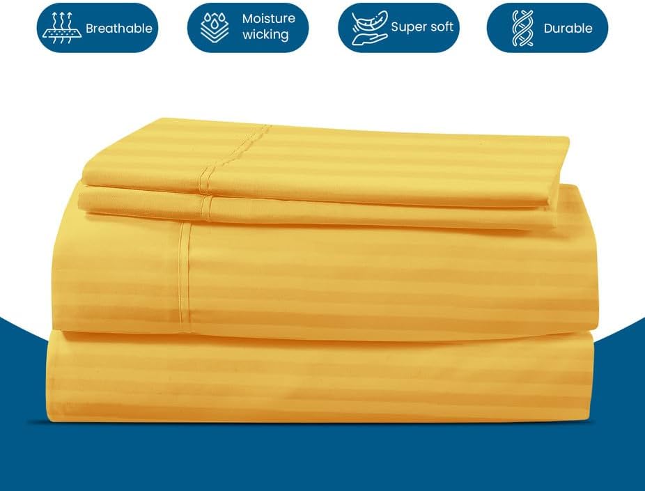 800 Series 100% Egyptian Cotton Sleeper Sofa Bed Sheet Set Stripe Full Size - Image 5