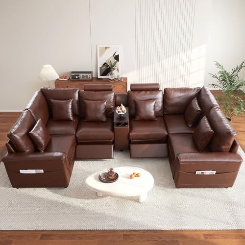 RARZOE Modular Sectional Couch Armless Seats Module, Faux Leather Sofa 2 - Image 6