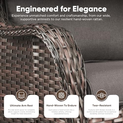 Belord 7 Piece Wicker Patio Furniture Set, Outdoor Swivel Rocker Chairs Set of 2 - Image 5