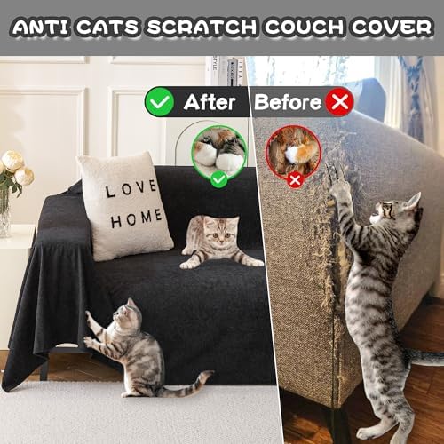 MYSKY HOME Black Couch Covers for Reclining Couch, Non-Slip Sectional Sofa - Image 5