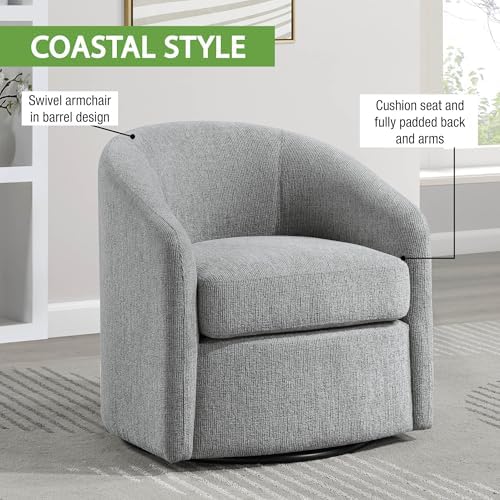 OSP Home Furnishings Bella Coastal Upholstered Barrel Swivel Chair, Dove Grey - Image 7