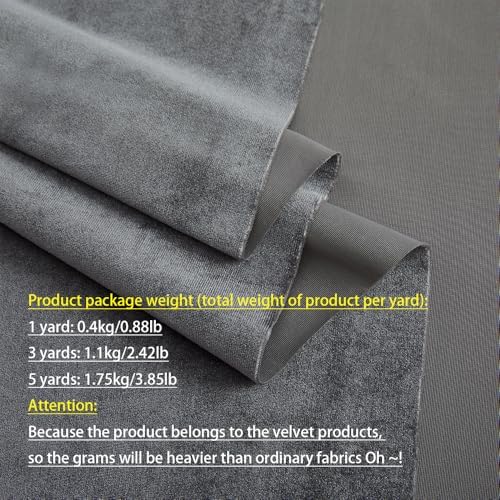 Grey Velvet Fabric by The Yard, 5 Yards - Image 3