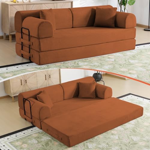 79" Memory Foam Sofa Bed, High Backrest Convertible Futon Boneless Couch by KSTNLUXQ