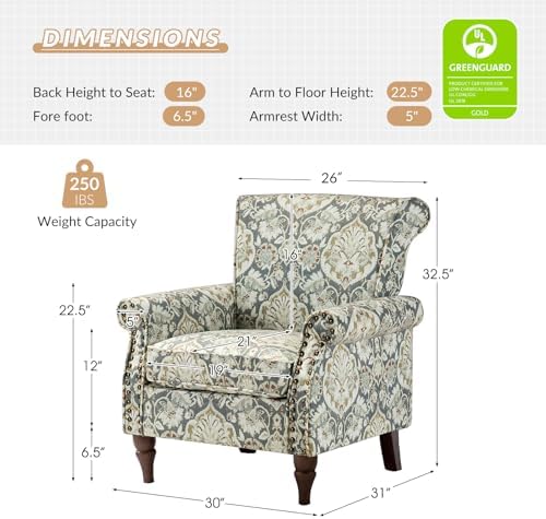 HULALA HOME Traditional Floral Accent Chair - Image 2