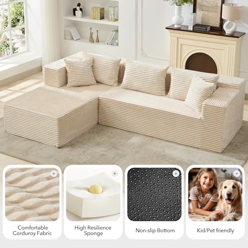 106" L Shaped Modular Cloud Sectional Sofa - Image 6