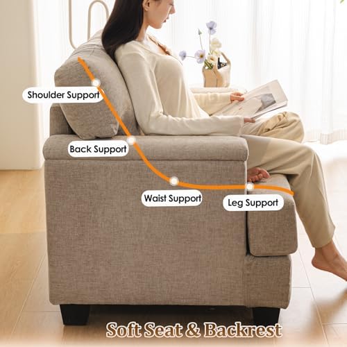 Rexulqo Oversized Accent Chair Set of 2, Armrest Organizer - Image 5