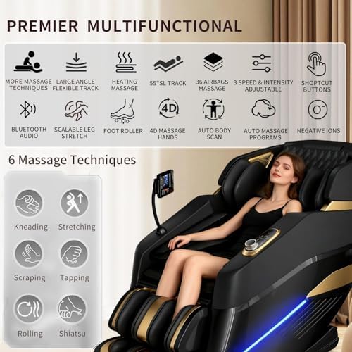 Massage Chair Full Body, Zero Gravity 3D SL-Track Shiatsu Massage Recliner - Image 3
