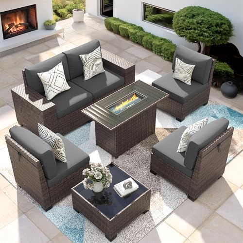 Patio Furniture Set with 44'' Fire Pit Table by VonzoyHome