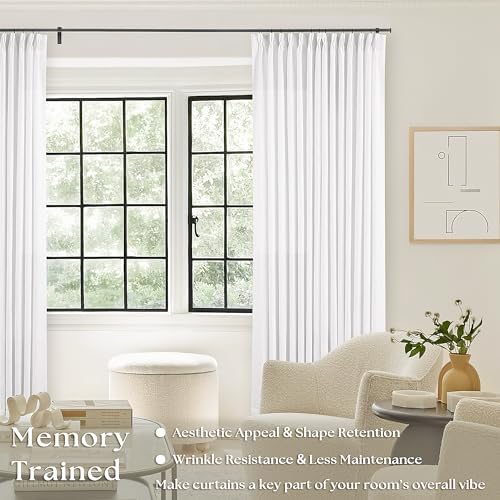 TWODRAPES Snow White Pinch Pleated 105 Inch Curtains 2 Panels - Image 2