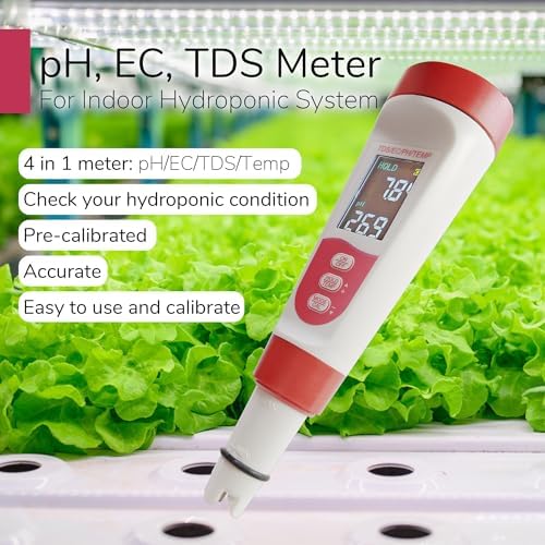 4-in-1 pH Meter TDS EC Meter for Hydroponics Growing System, Digital Water pH - Image 4