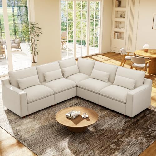 Ihanherry 134" Modular Sectional Sofa, V Shaped 5 Seater Chenille Cloud Couch by iHanHerry