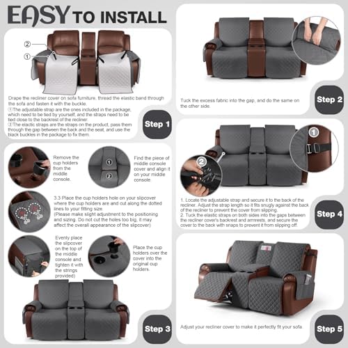 KinCam 100% Waterproof Loveseat Recliner Cover - Image 6