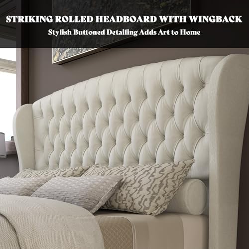 AMERLIFE California King Upholstered Sleigh Bed Frame - Image 4